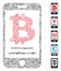 Linear Bitcoin Mobile Payment Icon Vector Mosaic