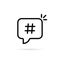Linear black hashtag logo in bubble