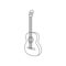 Linear black white guitar icon. Can be used as a sticker, symbol or sign. Outline guitar for hiking and traveling