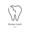 Linear broken tooth icon from Dentist outline collection. Thin line broken tooth icon isolated on white background. broken tooth