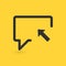 Linear Bubble Chat With Arrow inside, upload concept, sync chats. vector illustration isolated on yellow background.
