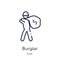 Linear burglar icon from Job profits outline collection. Thin line burglar icon isolated on white background. burglar trendy