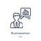 Linear businessman talking about data analysis icon from Business outline collection. Thin line businessman talking about data