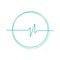 Linear Cardiogram in cricle logo. Cardiology heart beat monitor. Ecg. Pulse line. Isolated vector illustration