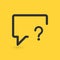 Linear chat bubble with Question mark sign icon. Help speech bubble symbol. FAQ sign. Vector illustration isolated on yellow backg