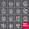 Linear cities, cityscape, city skyline, cities vector icons set, megacities,