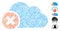 Linear Close Cloud Icon Vector Collage