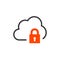 Linear cloud icon with lock. encrypted Data, vpn concept. vector illustration isolated on white background