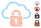 Linear Cloud Locked Icon Vector Collage