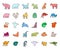 Linear collection of colored Animal icons