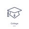 Linear college graduation cap icon from Fashion outline collection. Thin line college graduation cap icon isolated on white