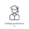 Linear college graduation icon from Education outline collection. Thin line college graduation icon isolated on white background.
