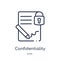 Linear confidentiality agreement icon from Human resources outline collection. Thin line confidentiality agreement icon isolated