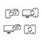 Linear connected  device icon collection design vector