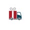 linear delivery truck with gift box