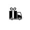 linear delivery truck with gift box.