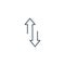 Linear Double arrow icon up and down direction. Web navigation. Simple outline element vector illustration on white background