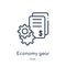 Linear economy gear icon from Cryptocurrency economy and finance outline collection. Thin line economy gear vector isolated on