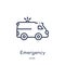 Linear emergency medical vehicle icon from Mechanicons outline collection. Thin line emergency medical vehicle icon isolated on