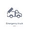 Linear emergency truck icon from Airport terminal outline collection. Thin line emergency truck vector isolated on white