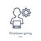 Linear employee going to work icon from Business outline collection. Thin line employee going to work icon isolated on white