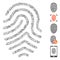 Linear Fingerprint Icon Vector Collage