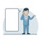 Linear Flat Business man making phone call vector