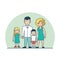 Linear Flat couple children vector. Parenting fami