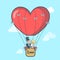 Linear Flat Couple fly Balloon form heart vector