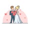 Linear Flat Couple wedding vector Valentines day