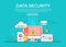 Linear flat Data Security infographics vector. App