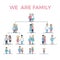 Linear Flat Genealogy. We Are Family parents, chil