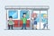 Linear Flat people railway carriage vector Transpo