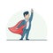 Linear Flat Superhero point suit red cape vector