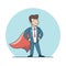 Linear Flat Superhero posing suit red cape vector