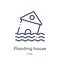 Linear flooding house icon from Meteorology outline collection. Thin line flooding house icon isolated on white background.