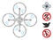 Linear Flying Quadcopter Icon Vector Collage