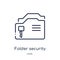 Linear folder security icon from Internet security and networking outline collection. Thin line folder security icon isolated on