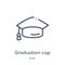 Linear graduation cap icon from Education outline collection. Thin line graduation cap vector isolated on white background.