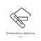 Linear graduation diploma icon from Education outline collection. Thin line graduation diploma icon isolated on white background.