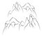 Linear graphic image of a cliff. Mountain silhouette illustration