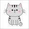 Linear gray cat sad head face silhouette. Contour line. Cute cartoon sitting kitty character. Kawaii animal. Funny baby kitten. Lo