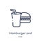 Linear hamburger and drink icon from Food outline collection. Thin line hamburger and drink icon isolated on white background.