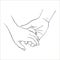 linear hand drawing. Loving couple. Woman and man holds hands
