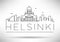 Linear Helsinki City Silhouette with Typographic Design