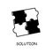 Linear icon with black solution puzzle for concept design. Vector icon.