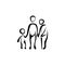 Linear icon with a child, adult and old man