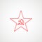 Linear icon of communism. Hammer, sickle inside the star. Red Soviet emblem. Minimalist coat of arms of the USSR. Vector