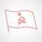Linear icon of the communist flag with soviet emblem. Hammer and sickle with a star. Red Soviet emblem. Minimalist coat