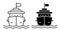 Linear icon. Cruise ship for ocean voyages around the world. Multi deck liner for sea recreation. Simple black and white vector